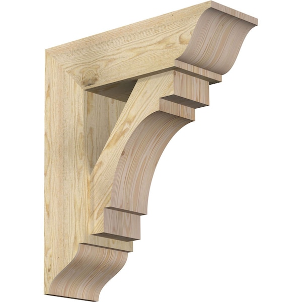 Ekena Millwork Merced Traditional Rough Sawn Bracket w/ Offset Brace, Douglas Fir, 8"W x 24"D x 28"H BKT0806X24X28MRC01RDF - main